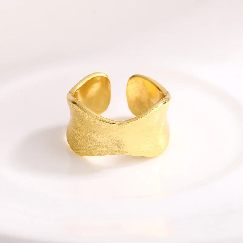 925 Sterling Silver Luxury Fine Jewelry Matte Finish Wave Adjustable Rings For Women Couple Accessories Wholesale Jewellery
