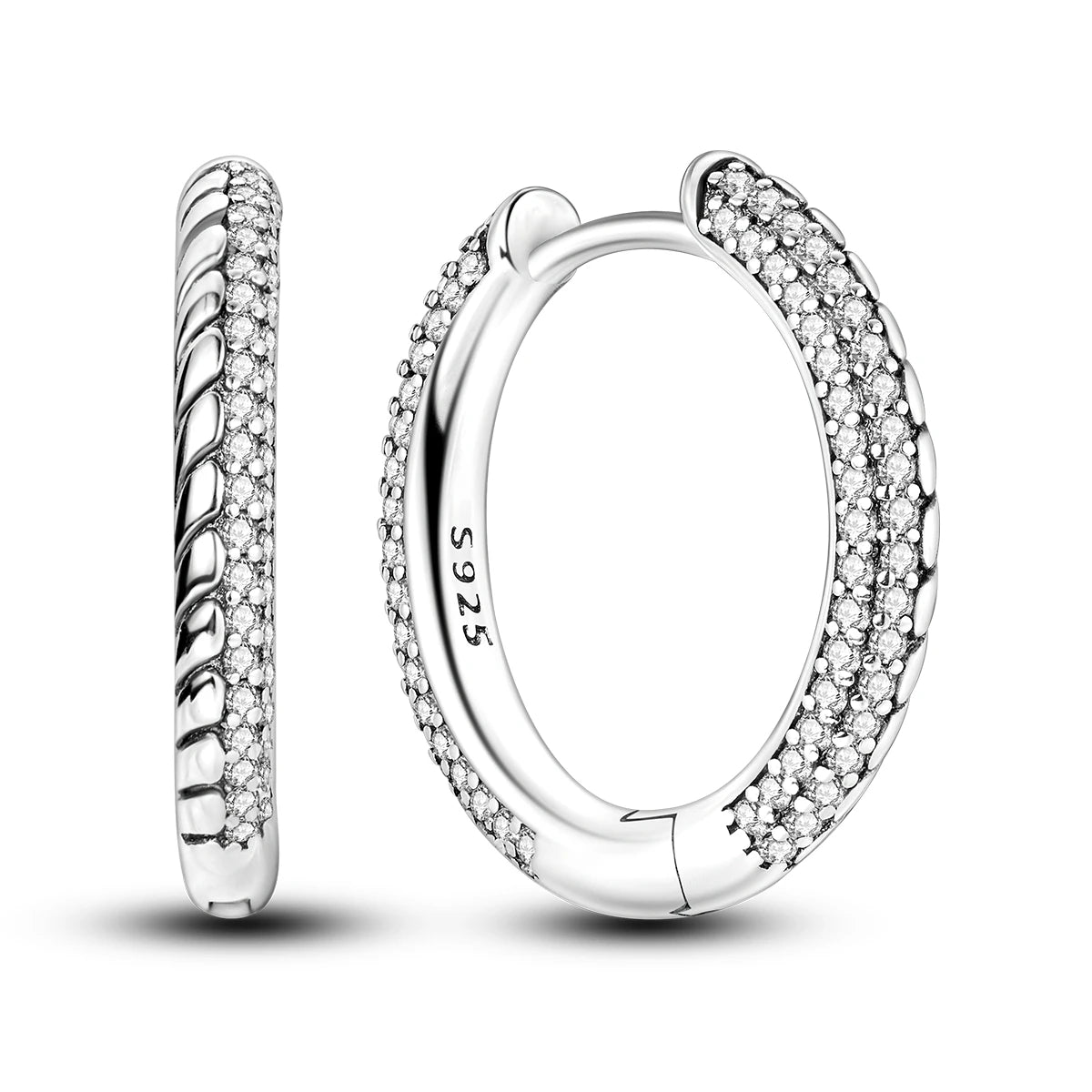 925 Sterling Silver Vintage Vine Versatile Hoop Earrings Fine Birthday Gift