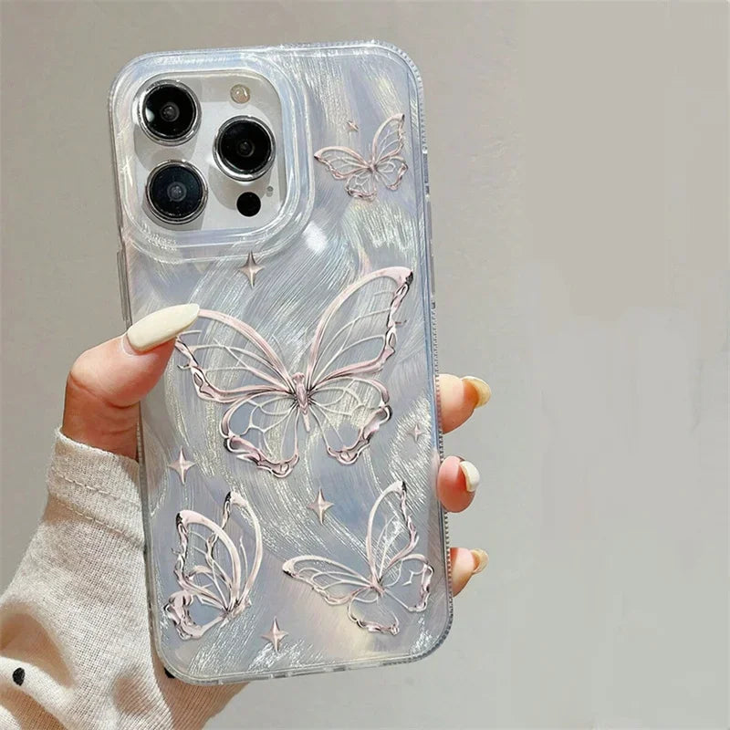 Green Gradient Butterfly Case for Samsung A55 A35 A15 S24 S23 Ultra S22 FE