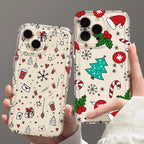 Cartoon Christmas Clear Case for iPhone 17 16 15 14 13 12 11 Pro Max XR SE2