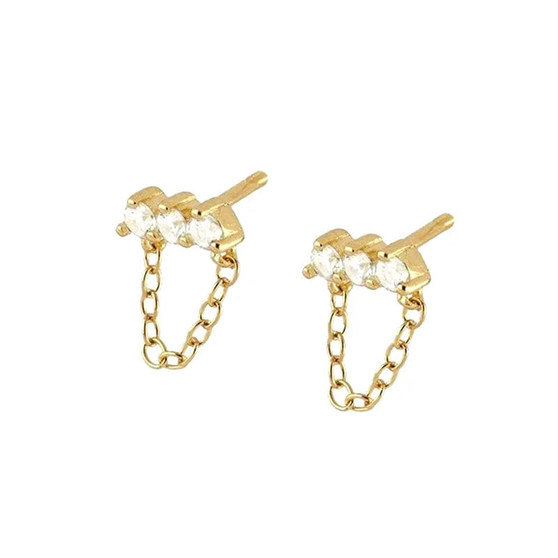 New Design Stainless Steel Cubic Zirconia Small Hoop Earrings Punk