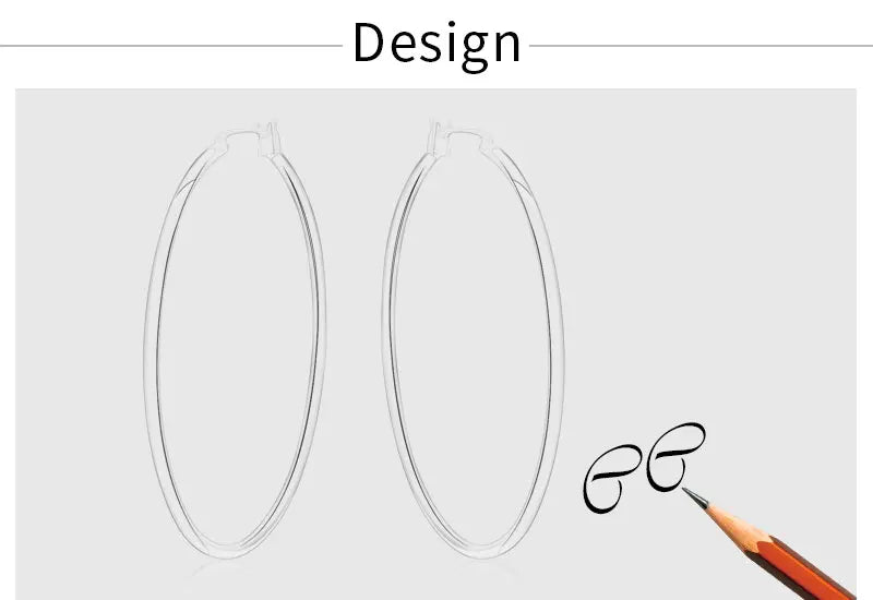 925 Sterling Silver 50mm Simple Circle Earrings Women Engagement Hip Hop Gift