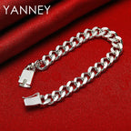 925 Sterling Silver 8-inch 10mm Cuban Chain Bracelet Men Women Hip Hop Gift