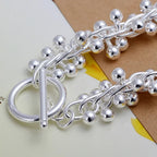 Solid Chain Beads Bracelet 925 Sterling Silver Women Wedding Fashion Jewellery