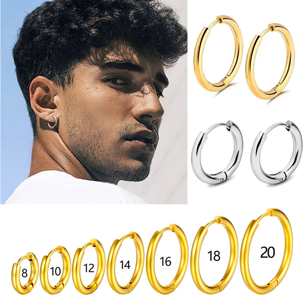 1Pairs/2Pcs Small Hoop Earrings Women Men Gold Silver Anti-allergy
