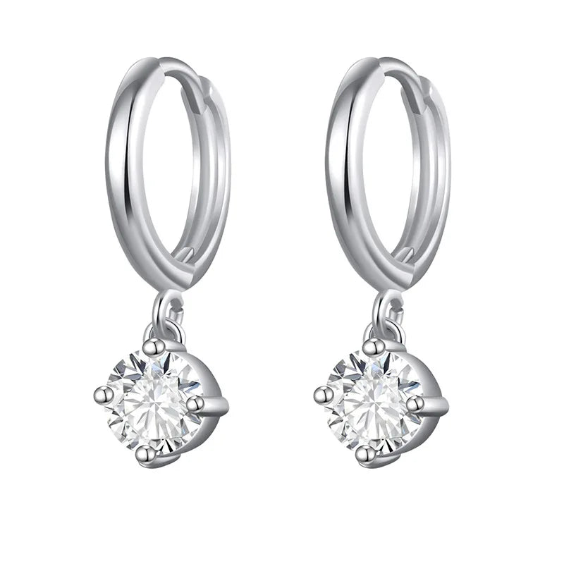 New Stainless Steel Cubic Zirconia Hoop Earrings Small Pendant