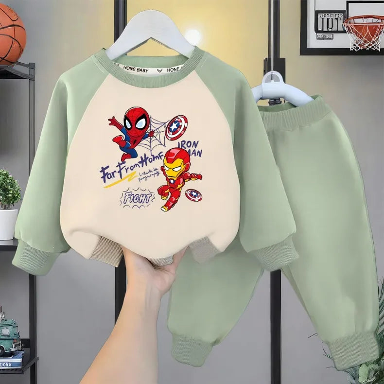 Kids Spiderman Printed O-Neck Hoodie & Pants Two Piece Boys Casual Suit