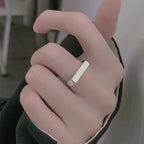 925 Sterling Silver Smooth Surface Rectangle Ring Wedding Engagement Luxury Aesthetic Jewellery