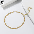 ORSA JEWELS 925 Sterling Silver Women's Bracelet Double Layer Water Ware with Satellite Chain Bracelet Elegance Jewelry SB131