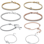 New 925 Silver Shiny Brick Soft Chain And Adjustable Fashionable Bracelet Are Fit for All Occasions To wear DIY Women's Jewelry