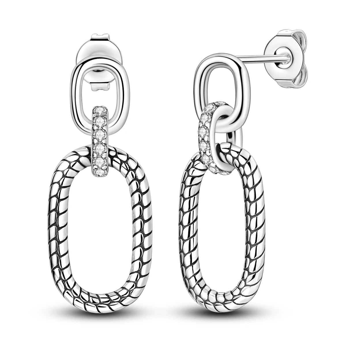 925 Sterling Silver Personality Asymmetric Drop Earrings Versatile Jewellery