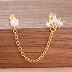Stainless Steel Gold Colour Chain Dangle Drop Earrings Clip Earring