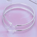 925 Sterling Silver 55mm Flat Circle Hoop Earrings Women Fashion Party Gift