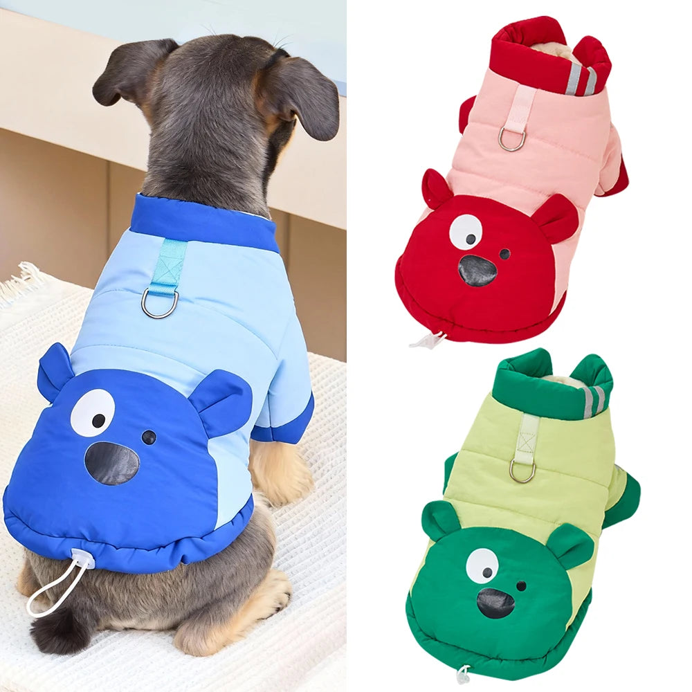 Dog Winter Coat Fleece Jacket Cute Bear Puppy Outfit Warm Winter Clothes