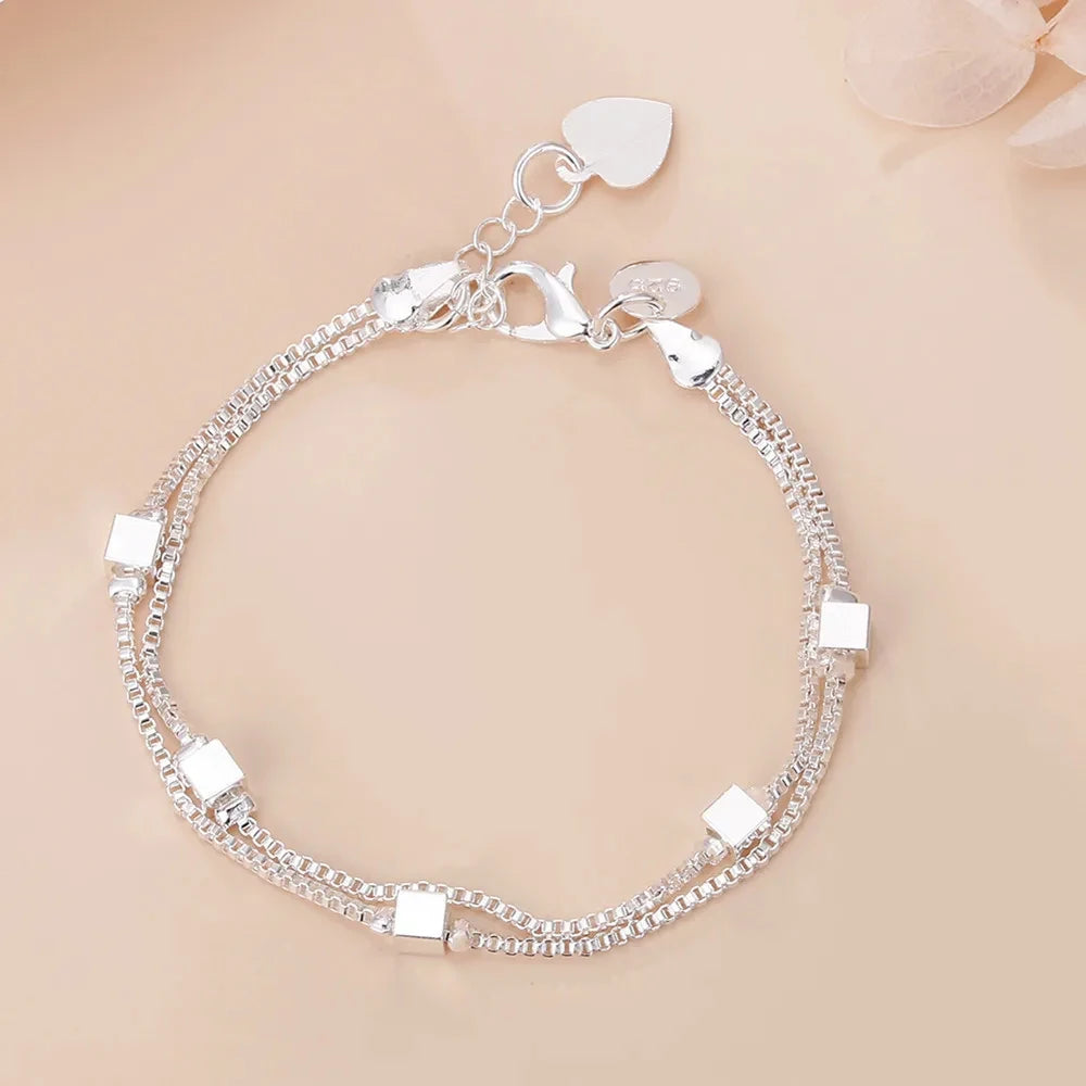 20cm Original Luxury Charm Chain Bracelet 925 Sterling Silver Wedding Jewelry