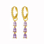 Cubic Zirconia Water Drop Hoop Earring Stainless Steel Geometry