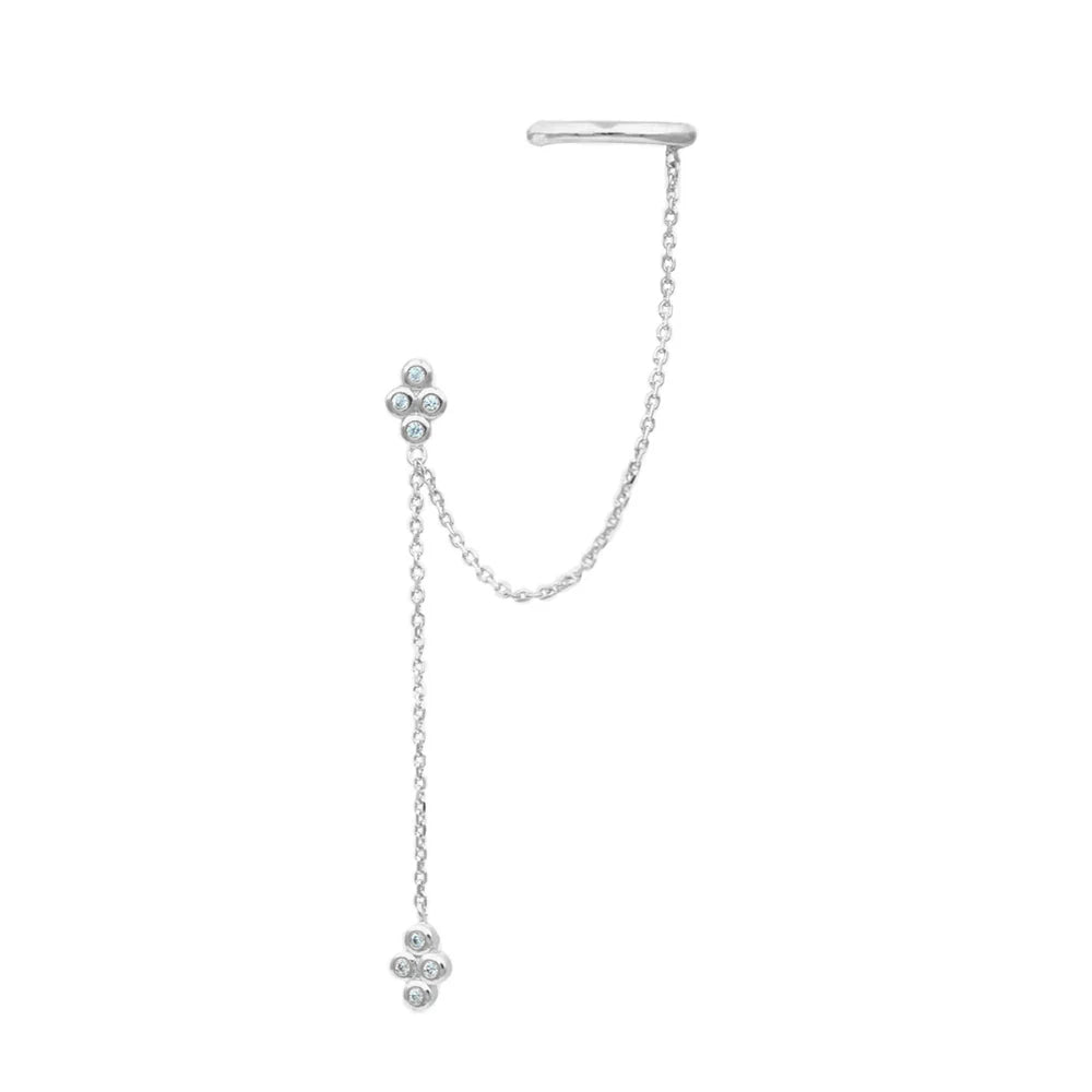 Stainless Steel Gold Colour Chain Dangle Drop Earrings Clip Earring