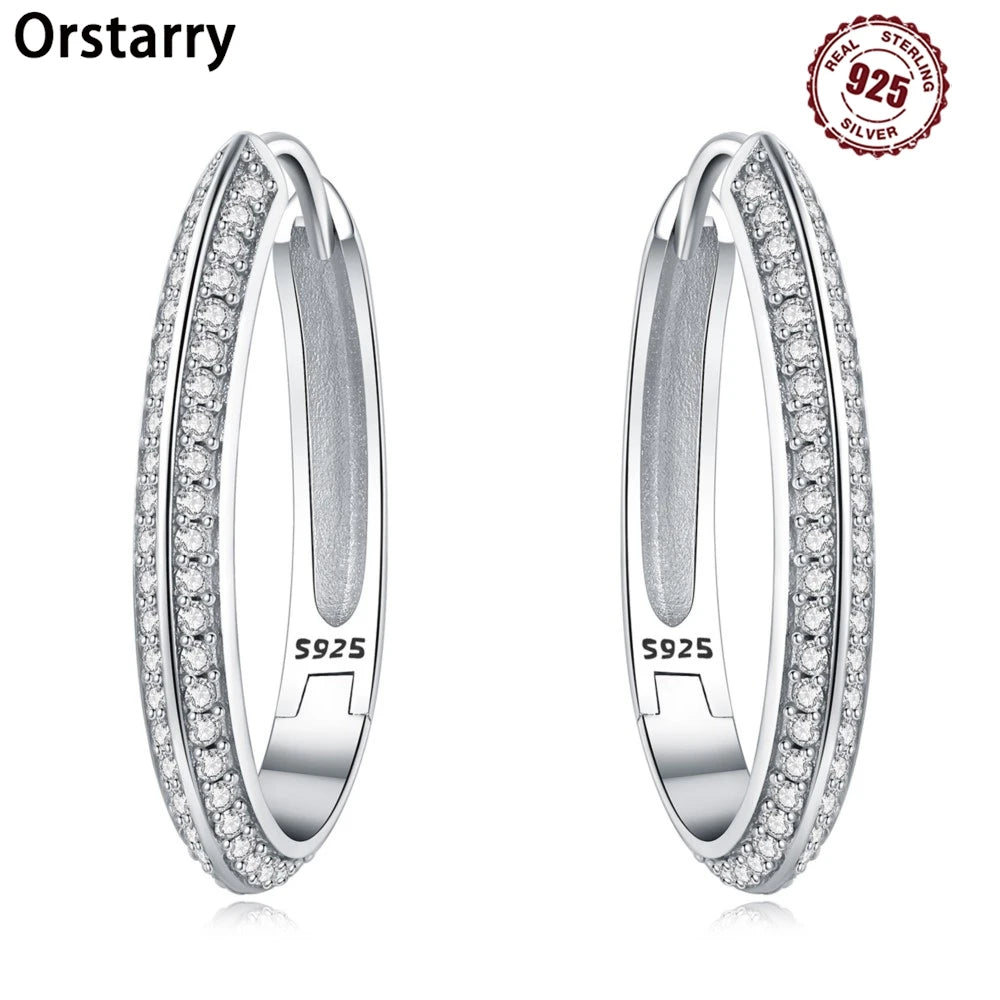 925 Sterling Silver U-shaped Simple Versatile Hoop Earrings Jewellery Gift