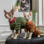 Warm Stripe Sweatshirt Dog Cat Winter Clothes Plush Hoodie Puppy Kitten Gift