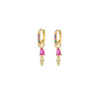 2PCS Trendy Stainless Steel Water Drop Hoop Earring 18K Gold Plated