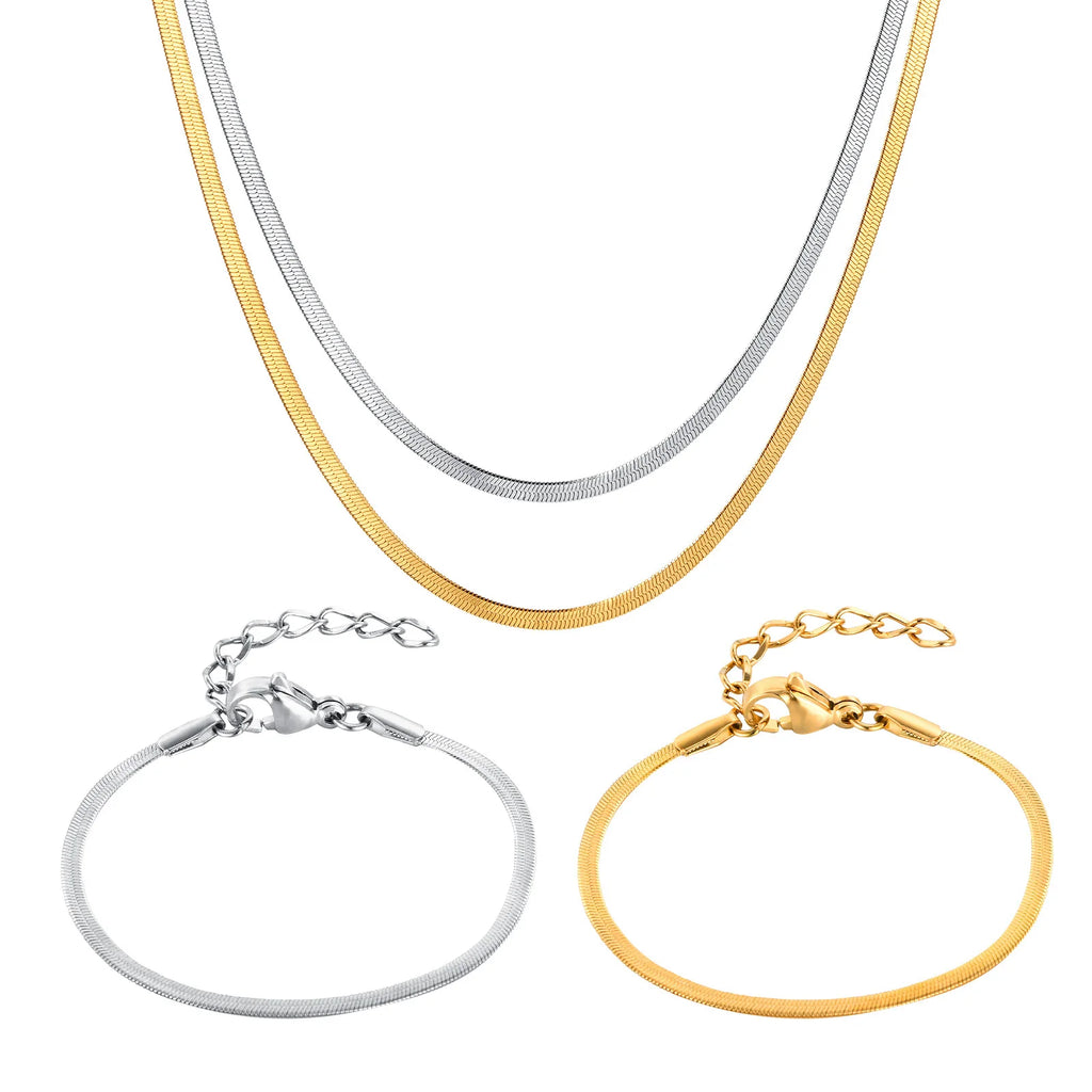 Snake Chain Bracelets for Little Girls 12cm-15cm, Hypoallergenic Non Tarnish Stainless Steel Adjustable Link