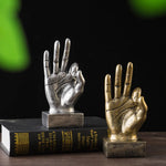 Resin Gesture Hand Finger Figurines Sculpture Retro Ornament Shop Interior Decor