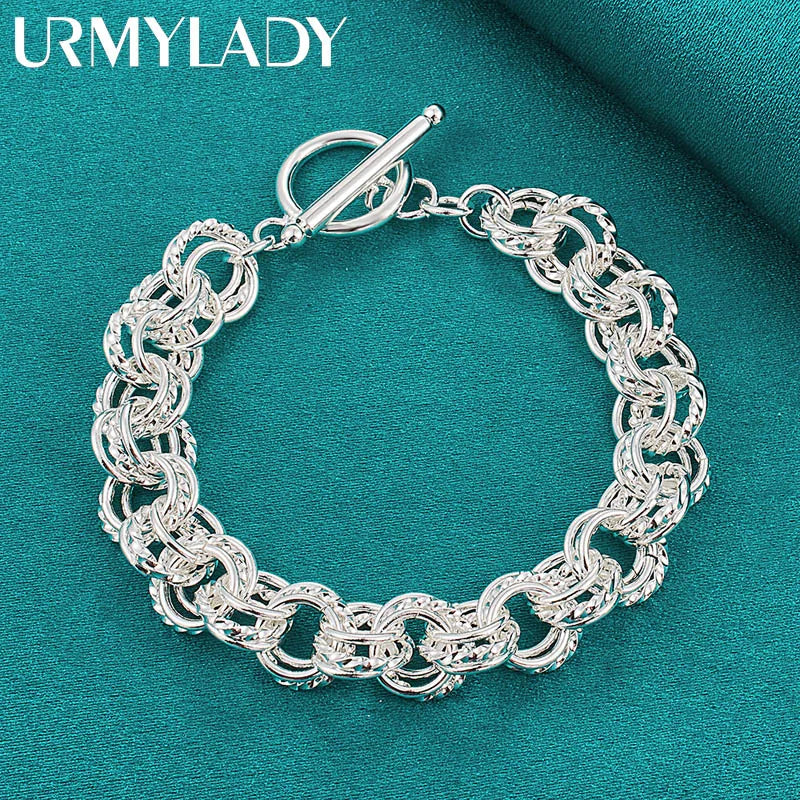 Pretty Circle Fashion Bracelet 925 Sterling Silver Wedding Party Jewellery
