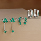 3 Pairs Exquisite Zircon Little Huggies Hoop Earrings Set Steel