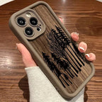 Retro Forest Brown Wood Case for iPhone 17 16 15 14 13 12 11 Pro Max Plus