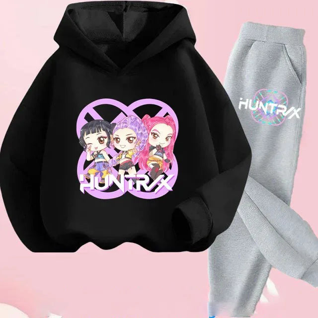 Toddler Girls Kpop Demon Hunters Fashion Hoodie & Sweatshirt Set Kids Suit