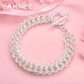 925 Sterling Silver 8-inch Braided Bracelet Men Women Wedding Jewellery Gift