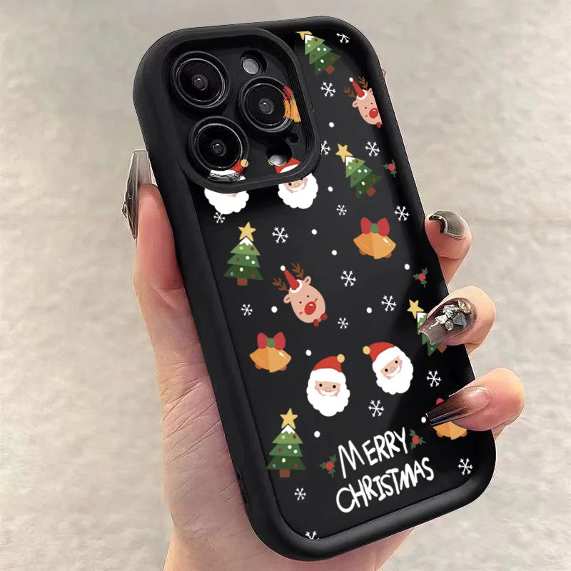 Christmas Santa Elk Case for iPhone 17 16 15 14 13 12 11 Pro Max XR 7 8 Plus