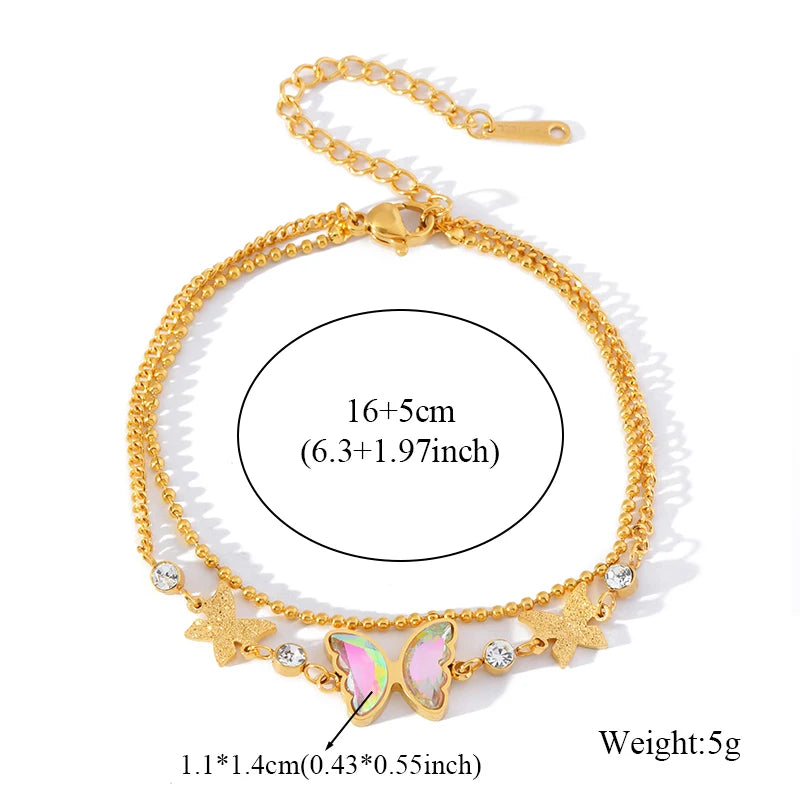 Gold Colour Stainless Steel Charm Bracelet Trendy Textured Jewellery