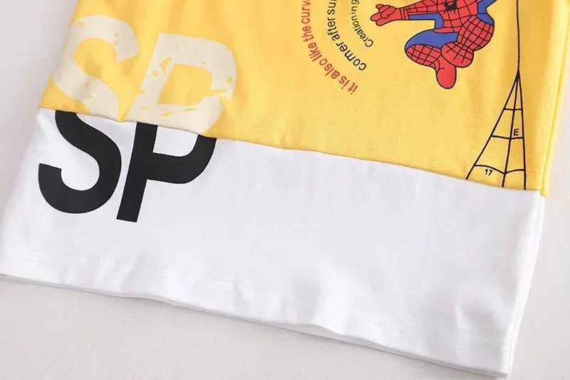 Summer Boys Spiderman Short Sleeve T-Shirt & Jeans Set Kids Fashion Clothing
