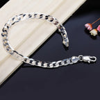 8mm Geometric Side Chain Bracelet 925 Sterling Silver Men Women Luxury Gift