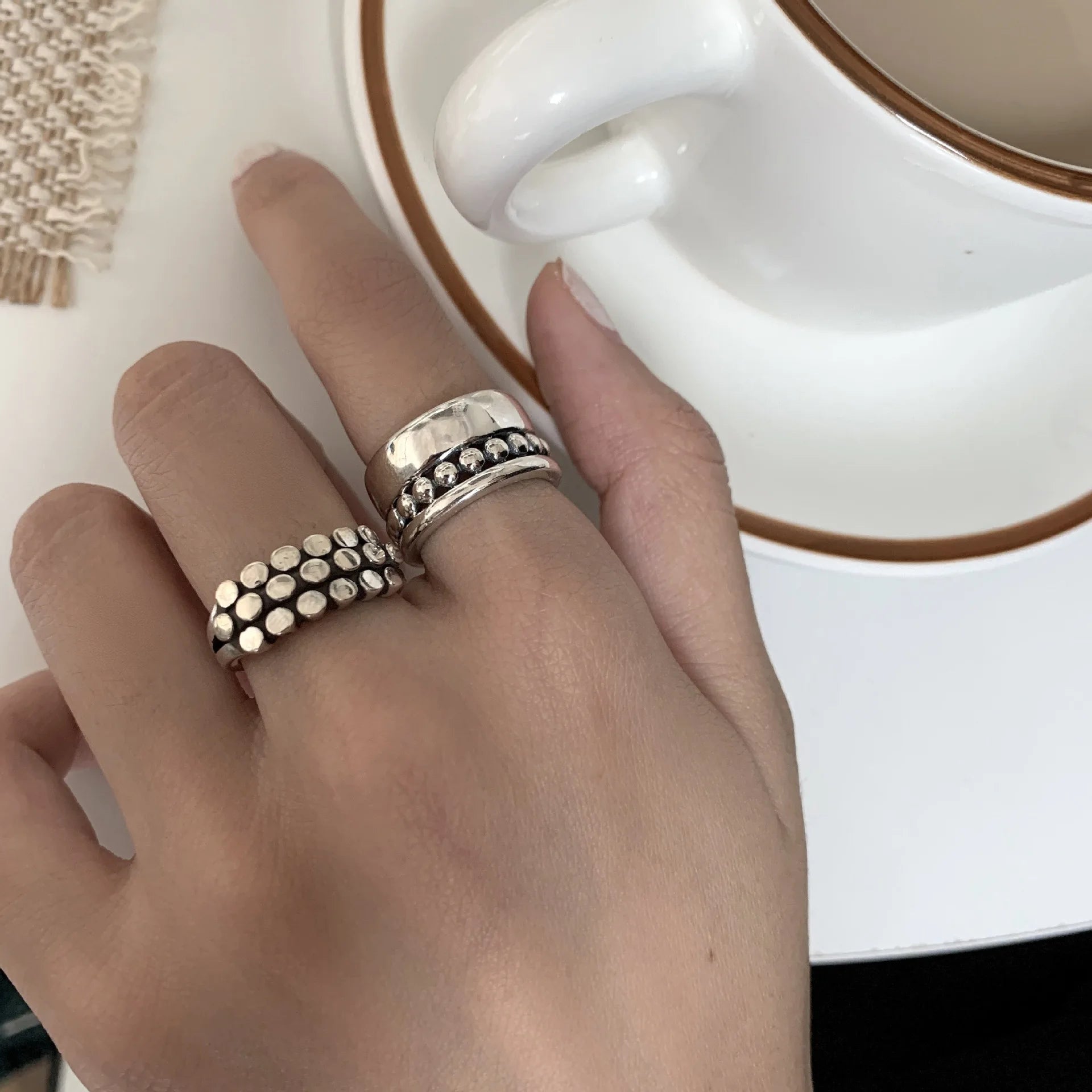 925 Sterling Silver Round Ball Geometry Stackable Rings For Women Wedding Elegant Designer Jewelry Ladies Accessories Jewellery