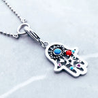 Hand of Fatima Charm Necklace 925 Sterling Silver Bohemia Men Women Gift