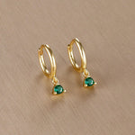 Simple Multicolor Stone Gold Colour Metal Small Dangle Earring