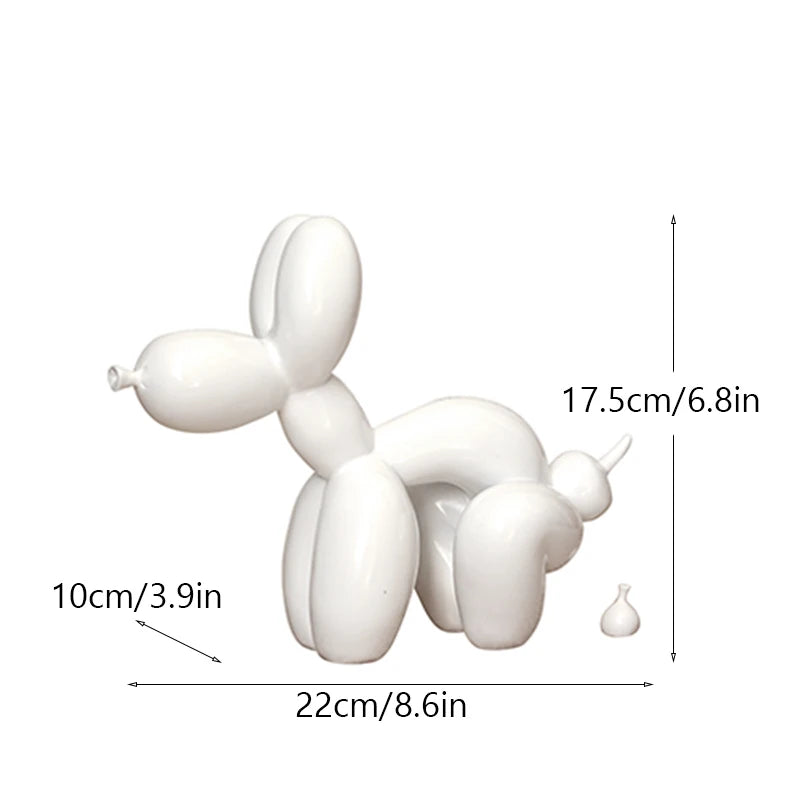 Funny Balloon Pooping Dog Sculptures Resin Pop Art Statue Bathroom Decoration Object