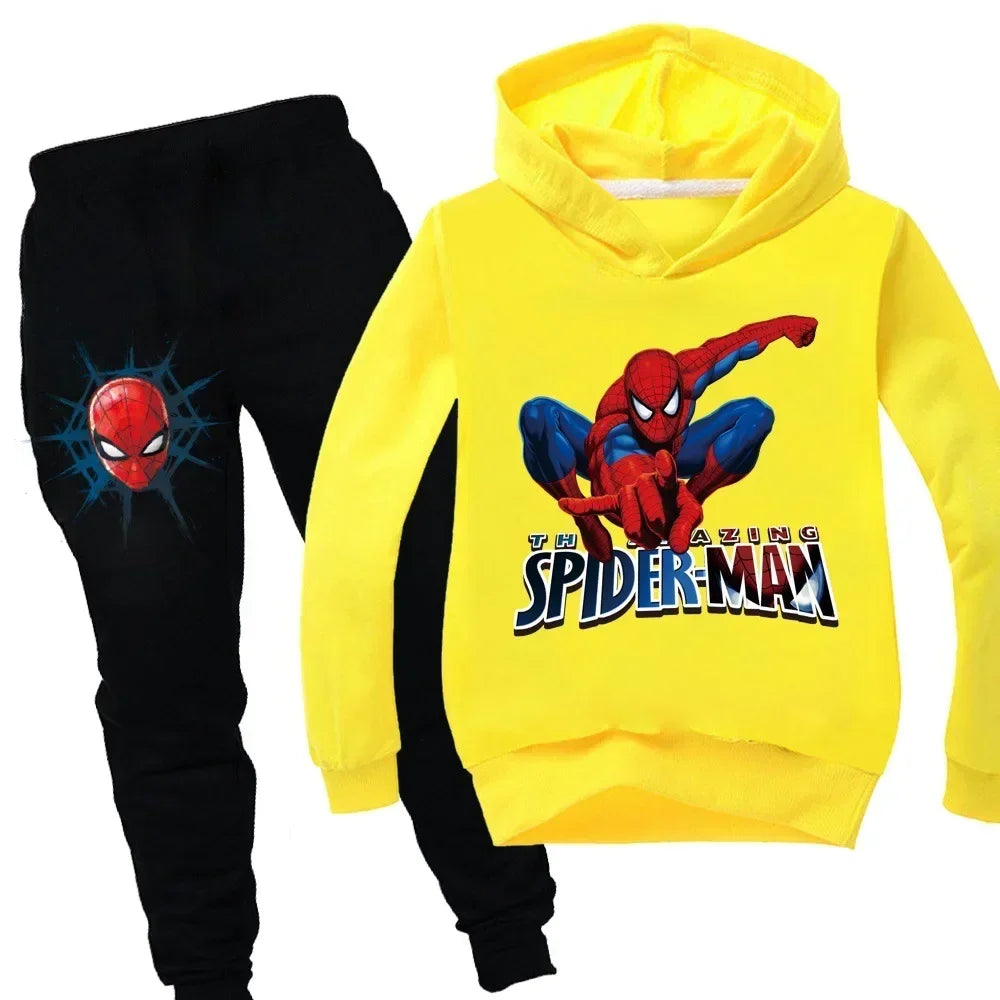 Kids Spiderman Print Hoodie & Pants Suit Boys Girls Casual Clothing Set