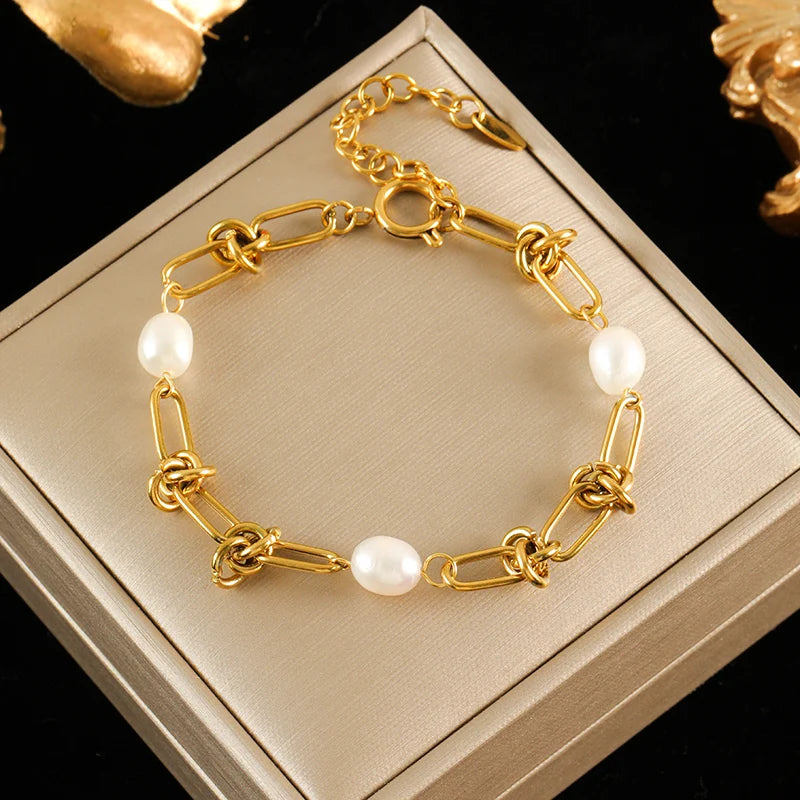 Gold Colour Stainless Steel Bangle 18K Plated Heart Wrist Chain