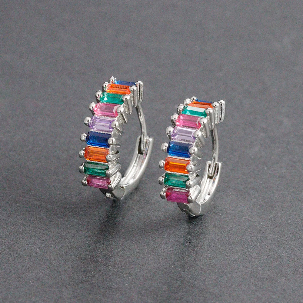 Fashion Stainless Steel Zircon Chain Hoop Earrings Helix Tragus