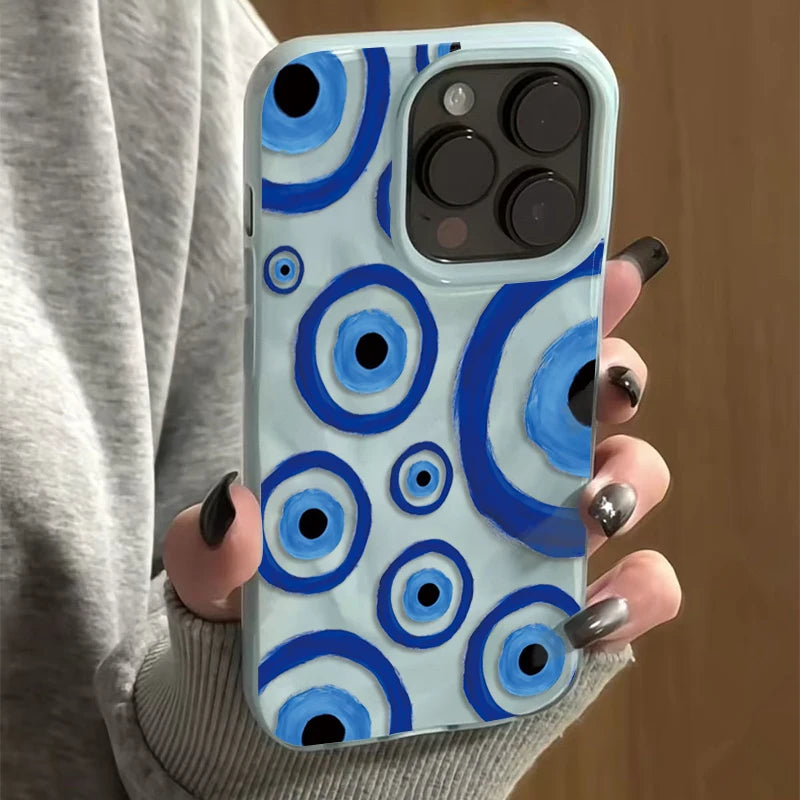Retro Blue Eye Design Case for iPhone 17 16 15 14 13 12 11 Pro Max Plus Air