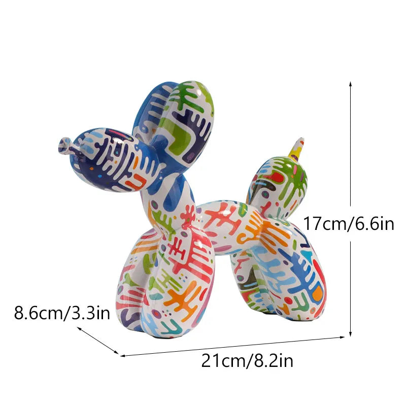 Pop Art Graffiti Balloon Dog Sculpture Animal Figures Decorative Home Decor Objects