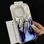 Fashion Fire Flame Silver Case for Samsung S25 S24 S23 S22 Ultra Plus A55