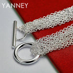 925 Sterling Silver 8-inch Tassel Round Bracelet Women Wedding Jewellery Gift