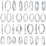 925 Sterling Silver Minimalist Staggered Circular Hoop Earrings Birthday Gift