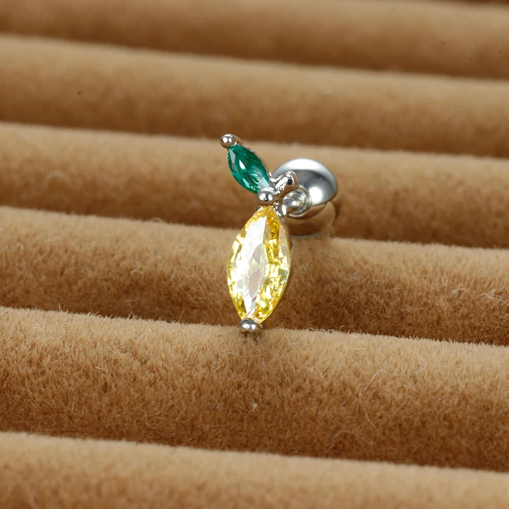 12 Styles Crystal Zircon Mini Fruit Stud Earrings Stainless Steel