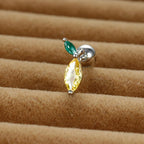 12 Styles Crystal Zircon Mini Fruit Stud Earrings Stainless Steel