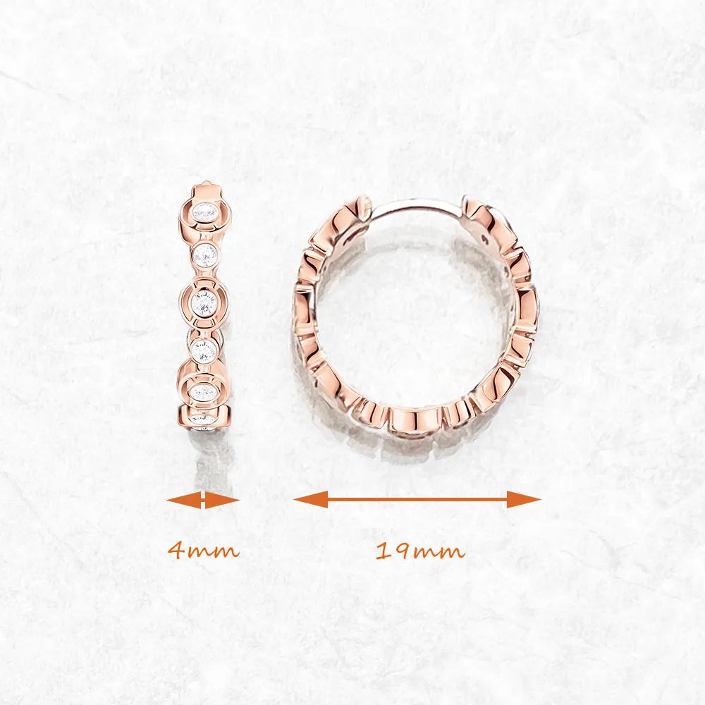 Rose Gold Creole Circles Hinged Hoop Earrings 925 Sterling Silver Glam